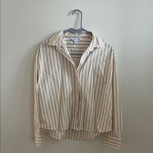 NWOT Old Navy Beige Striped Casual Button-Down Shirt Size XS